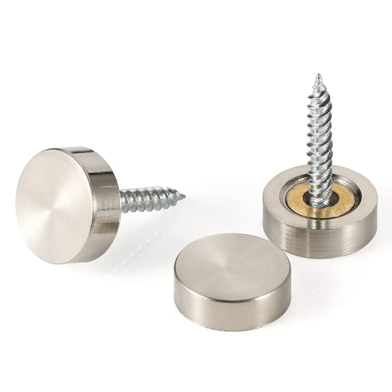 [Australia - AusPower] - 20 PCS Screw Covers Caps (Solid Brass Construction) Mirror Screws Fasteners, Sign Advertising Hardware, 3/5" Diameter, Brushed Stainless Steel Brushed Finish (20 Pcs) 