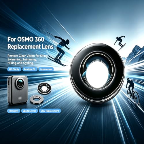Koulele Camera Lens for DJI Osmo 360 Panoramic Action Camera Black Circular Frame with Protective Glass (1pic Lens+Ring+Tools new) 1pic lens+ring+tools new