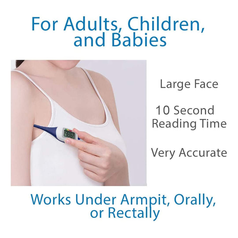 [Australia - AusPower] - Apex Large Face LCD Fast Read Digital Thermometer for Adults and Children - Instant Read Thermometer for Fever Detection with Quick 10 Second Read Time (Packaging May Vary) (Pack of 2) 