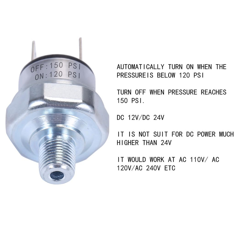 [Australia - AusPower] - Air Pressure Switch 120-150 PSI Pressure Switch 1/8"-27 NPT DC 24V 12V Pressure Switch Air Compressor Pressure Switch 120PSI Pressure Switch 150PSI Pressure Switch 