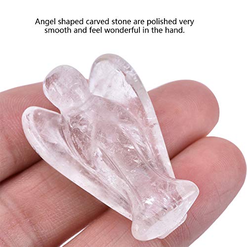 Clear Quartz Crystal Angel Figurine, Exquisite Carving for Home Decoration, Nature Stone for Family, Friends(White Crystal Material)