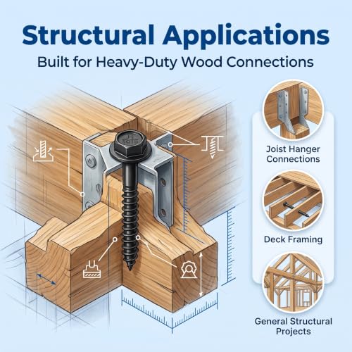 Lakapre black #10 x 1-1/2-inch connector screws for joist hangers and structural wood fastening