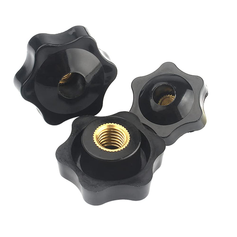 [Australia - AusPower] - 10 Pcs M5 Head Diameter 32mm Black Plastic Star Shape Head Female Thread Clamping Knob Shape Hand Knobs Nuts Grip Through Hole Nut Handle Machine Tool M5x32mm(10Pcs) 