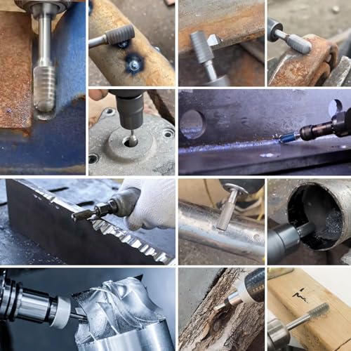 Carbide Milling Cutter Set, 10 Pieces Double Cut with 6mm Shank Rotary Cutter Bits Rasp Set for Wood, Steel, Metal, Polishing, Engraving and Drilling | Double Cut Rotary Cutter Bits Rasp Set for Wood, Steel, Metal, Polishing, Engraving and Drilling