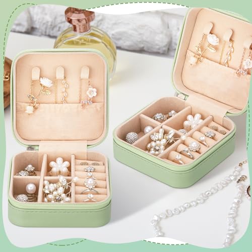 Colingmill 8 Pcs Bridesmaid Proposal Jewelry Box Gifts I Can't Say I Do Without You Travel Jewelry Case Portable Earring Organizer for Women Bridesmaids Wedding Gifts Matcha Color