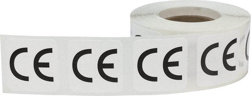 European Conformity CE Labels, 1 Inch Square Adhesive Compliance Stickers, 500 CE Mark Labels Per Roll for Product Certification, Electronics, Manufacturing, and Equipment – Made in the USA