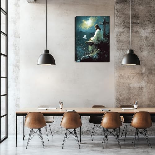 Unbruvo Christian Wall Decor Jesus Canvas Prints(16''W x 12''H) Decor-25 16"L x 12"W
