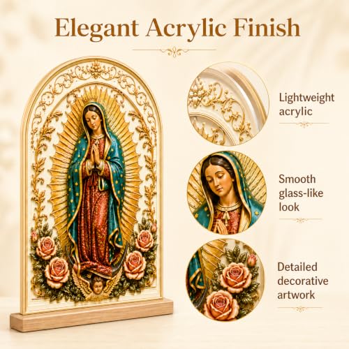 Our Lady of Guadalupe Statue Acrylic Decor Religious with Stand Our Lady of Guadalupe