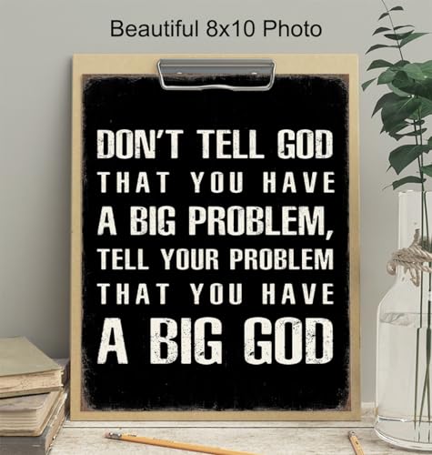 Religious Saying Wall Art - masculine Christianity - Christian Gifts for Men - Faith Wall Decor - Jesus God Motivational poster - Living room Home Office Man cave - spiritual Inspirational Home Decor