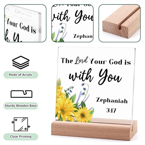 Christian Gifts for Women Men Religious Clear Desk Decorative Sign Inspirational Christian Gifts for Coworker Friends Encouragement Acrylic Plaque with Stand Easter Faith Motivational Baptism Gift