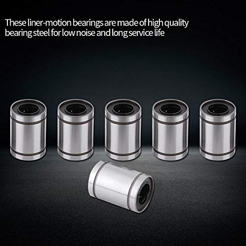 Akozon Linear Motion Bearing, 10pcs Linear Ball Bearings LM12UU 12mm Linear Motion Ball Bearing Bushing for 12mm Rod for Linear Motion on 3D Printer, CNC, and Other Applications