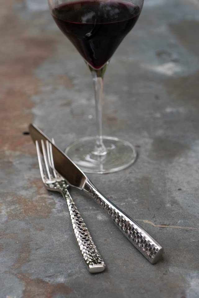 FORTESSA Lucca 18/10 Stainless Steel Flatware, 5 Piece Place Setting With Table Knives, Forks and Spoons (Service For 1), Dishwasher Safe, Polished Lucca Faceted 5-Piece Place Setting