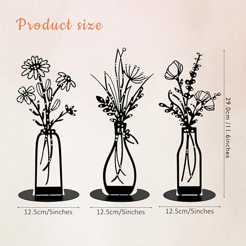 3 Pieces Metal Flowers Vases Earring Organizer,Earring Hanger Dresser Decor