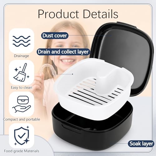 Pack of 2 Braces Box, Denture Box, Dental Splint Box, Dental Prosthesis Box with Sieve, Denture Box, Dentures Storage, Braces Box, Crunch Rail Box for Cleaning