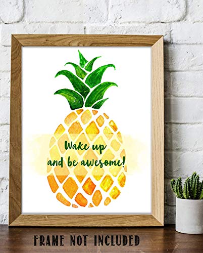 Be Awesome Affirmation Wall Art, Inspirational Spiritual Quotes Wall Art Decor, Minimalist Motivational Posters, Gym Motivational Wall Art, Office Zen Room Decor, Yoga Meditation Room (11x14) Pineapple