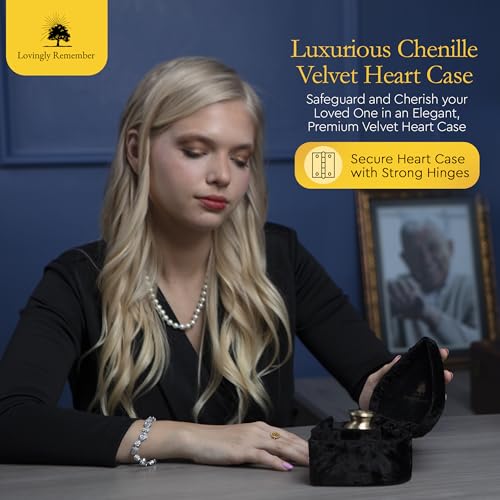 Mini Urns for Human Ashes Keepsake – Gold Brass and Chenille Velvet Heart Case