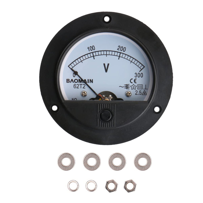 [Australia - AusPower] - Baomain 62T2 AC 300V Analogue Panel Meter Volt Voltage Gauge Analog Voltmeter Round Voltmeter 
