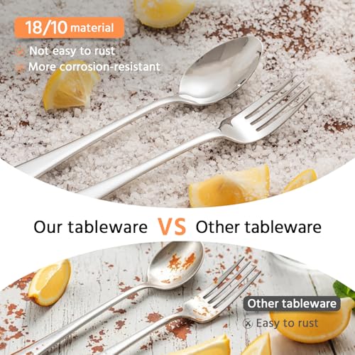 KINGSTONE 8.15-Inch Dinner Spoons (Not Teaspoons), 4-Piece 18/10 Stainless Steel Table Spoon Set, Silver, Food Grade, Dishwasher Safe (Pack of 3)