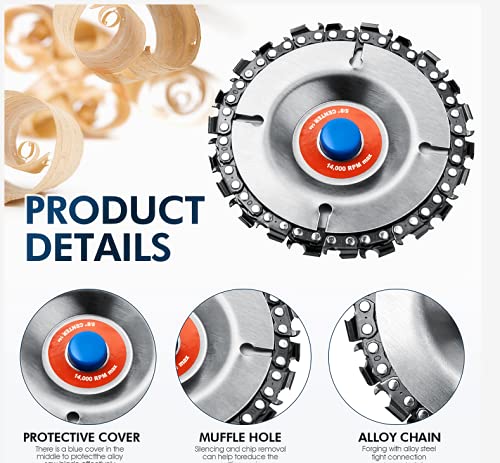 5 Pack Wood Carving 12 & 6 Tooth Grinding Wheel, 4.5" Shaping Disc, 22 Tooth Chain Grinder
