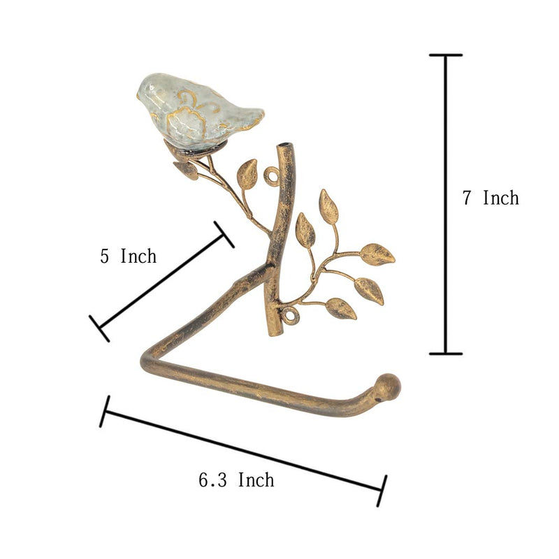 Owlgift Set of 2 Wall Mounted Metal Toilet Tissue Holder w/Ceramic Bird, Roll Organizer for Bathroom - Bronze Bronze 2set One Size