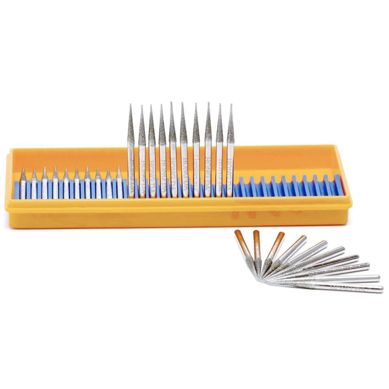 [Australia - AusPower] - JINGLING 30Pcs 3.2mm Tapered Point Diamond Grinding Bit 1/8" Cone Rotary Burrs for Dremel Shank Diameter: 1/8 in (3mm) 