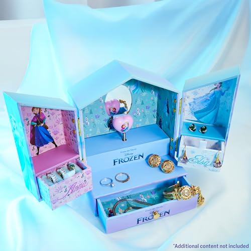 Get Trend Disney Frozen Musical Jewelry Box for Girls with Mirror, Drawers, and Wind Up Music, Jewelry Organizer for Rings, Charms, Gifts for Girls (Lilac Frozen) Lilac Frozen 7.3x5.9x4.3inch