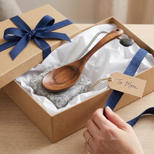 Granite Utensil Rest with Wooden Spoon Included. Holds Most Kitchen Utensils, Heat-Resistant, BPA-Free Spoon Rest & Holder for Ladles, Tongs & More - Use on Stove Top, Counter, Dining Room Table