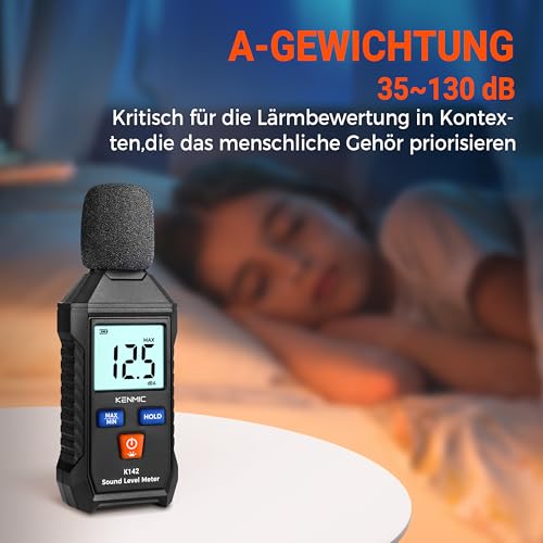 Decibel Digital Sound Level Meter (35-130 dB(A)) | Decibel Meter with LCD Display, MAX/MIN Data Storage, Portable Noise Meter for Residential Areas, Offices, Construction Sites, Factories