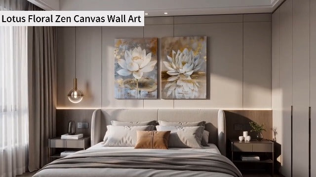 KPLUNDO Blue Lotus Floral Wall Art 2 Panel Blooming Zen Flower Pictures Print Nature Inspired Decor for Living Room Bedroom Yoga Room(Artwork-5,16"x24"x2pcs) Artwork-5 16"x24"x2pcs