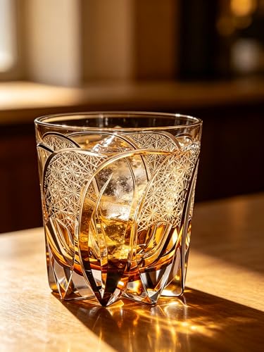 hand-cut Glass crystal cup perfect as a gift suitable for serving cocktails vodka and whiskeycomes with a Luxurious gift box yellow（ 9 once）