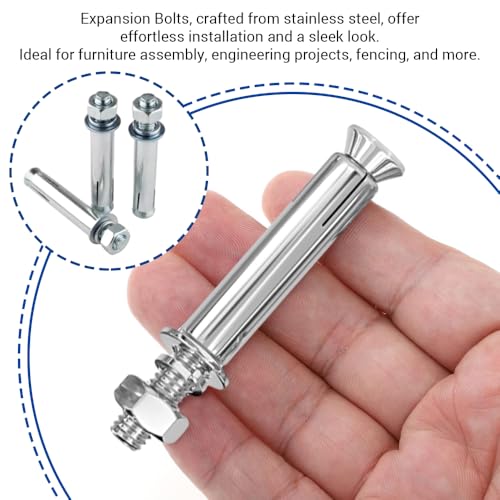 MOUMOUTEN M12 x 70mm 304 stainless steel expansion bolts with hex anchors, 4-piece set