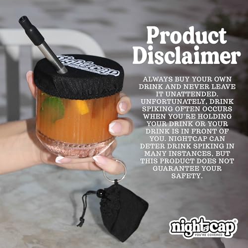Nightcap Drink Cover Keychain, Portable Anti Drink Spiking Protector, Reusable Cup Shield for Bars, Festivals & Travel, Hidden Safety Cover for Women, Fits Most Cups & Glasses, As Seen on Shark Tank 4 Pack