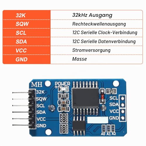 RTC IIC Precision Clock Module, QIQIAZI Real-time Module Clock RTC Sensor with Battery Compatible with Arduino (Pack of 5) 5 PCS