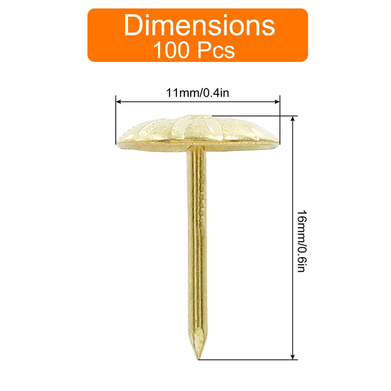 [Australia - AusPower] - 100PCS Gold Brass Upholstery Decorative Tacks, Antique Furniture DIY Nails Upholstery Daisy Stud for Sofa, Door and Craft (11 * 16MM) 100PCS 