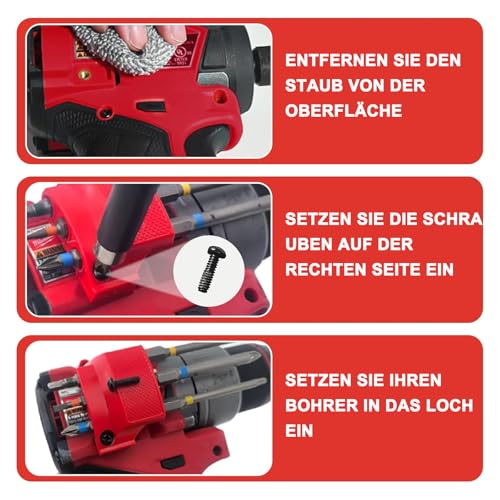 Magnetic Bit Holder Universal | For Milwaukee M12 Dewalt Makita | Anti-Rotation & Strong Magnet | Tool Holder for Hammer Drill (Red)