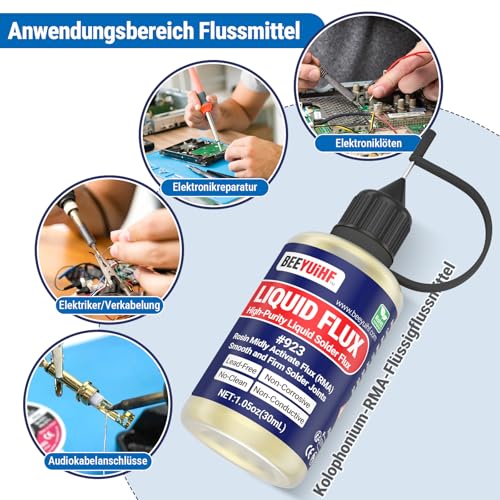 Liquid Flux Soldering, Rosin Soldering Flux, No Clean Liquid Soldering Tool, SMD Solder Flux (30 ml / 1 oz.) #923 1 Stück