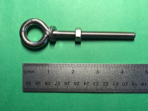 US Stainless M8 stainless steel 316 eye bolts, 8mm x 80mm, marine grade, pack of 2