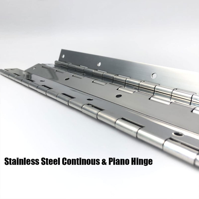 [Australia - AusPower] - 20Inch Continuous & Piano Hinges, 2PCS Heavy Duty Stainless Steel Piano Hinge, Smooth Polished Folding Continuous Hinge, 0.04inch Leaf Thickness, 1.2inch Open Width 