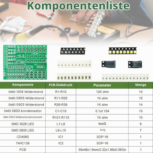 RGB LED Flashing Controller DIY Kit 1805 SMD/SMT Soldering Exercise Board, Components Training Board, Soldering Practice Kit, Color Light Controller, DIY Soldering Skill Training Board, 5V Type D