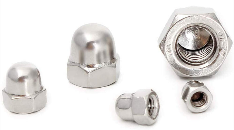 [Australia - AusPower] - 50Pcs 6-Kinds SAE Acorn Dome Cap Head Hex Nuts Assortment Kit -304 Stainless Steel #6-32#8-32#10-24 1/4-20 5/16-18 3/8-16 Hexagon Decorative Cap Nuts 