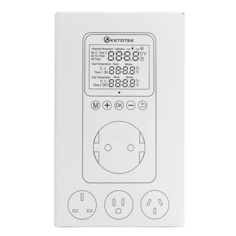 [Australia - AusPower] - Digital Temperature Controller Outlet Day Night Thermostat Plug Socket Heating Cooling Temp Controller with Sensor Timer Regulator for Reptile Greenhouse Brewing Refrigerator 