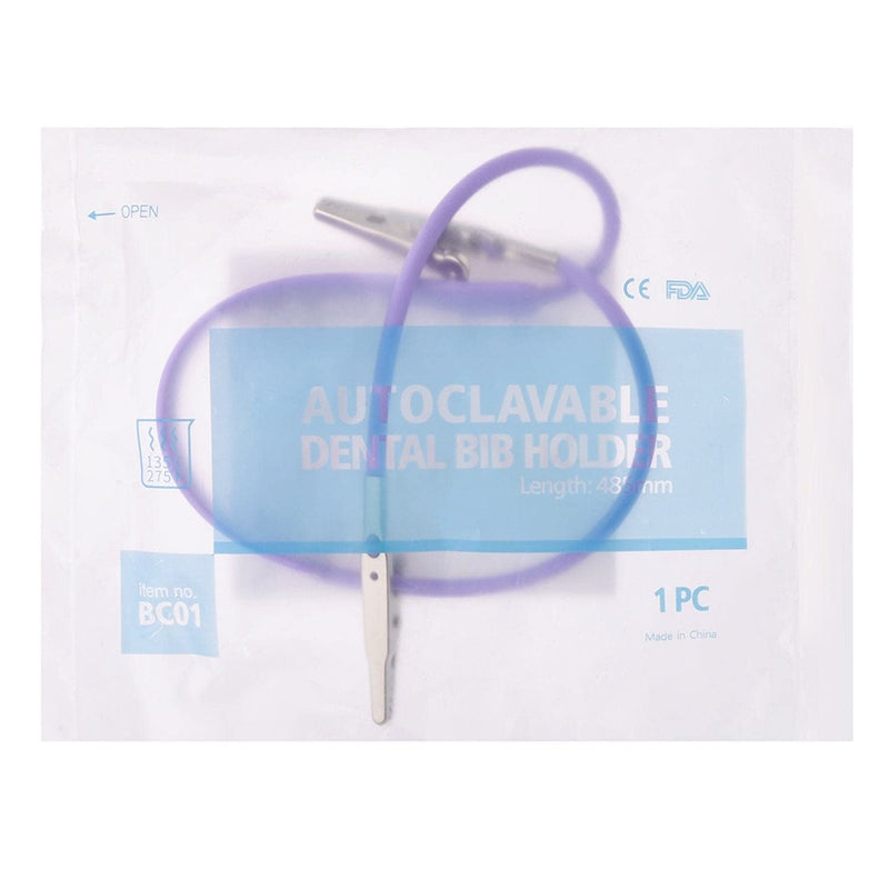 [Australia - AusPower] - Pack of 1 Bag Dental Bib Clips Autoclavable Silicone Bib Holders Clips Individually Wrapped for Napkin Towel Tattoo Light Purple 1 Piece/Bag 