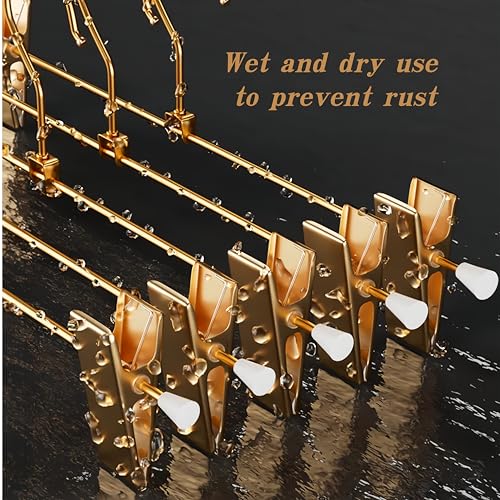 Gold Aluminum Pants Hangers,Hangers with 2-Adjustable Clip Gold 10