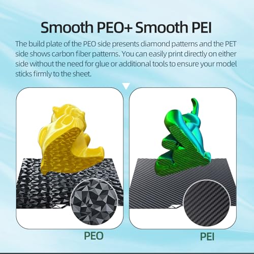IdeaFormer Dual Surface Build Plate 264x276mm for Anycubic Kobra S1 Combo PEO+PET(Diamond+Carbon Fiber)