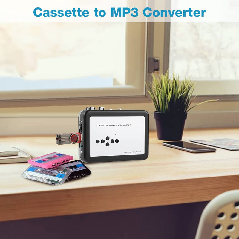 [Australia - AusPower] - Cassette mp3 Converter, Portable Cassette Tape to MP3 Converter USB Flash Drive Capture Audio Music Player Suitable for Windows XP/Vista / 7/8 