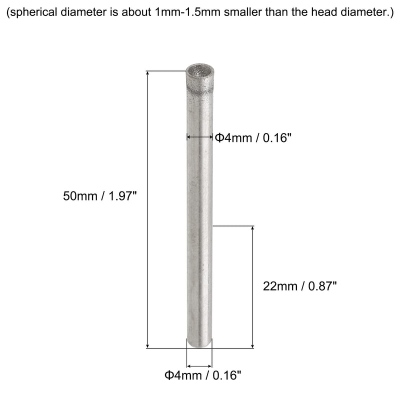 [Australia - AusPower] - uxcell Diamond Grinding Mounted Point, 4mm 600 Fine Grits Spherical Concave Head Bead Coarse Grinding Bit for Jade Amber Stone Beeswax Glass 