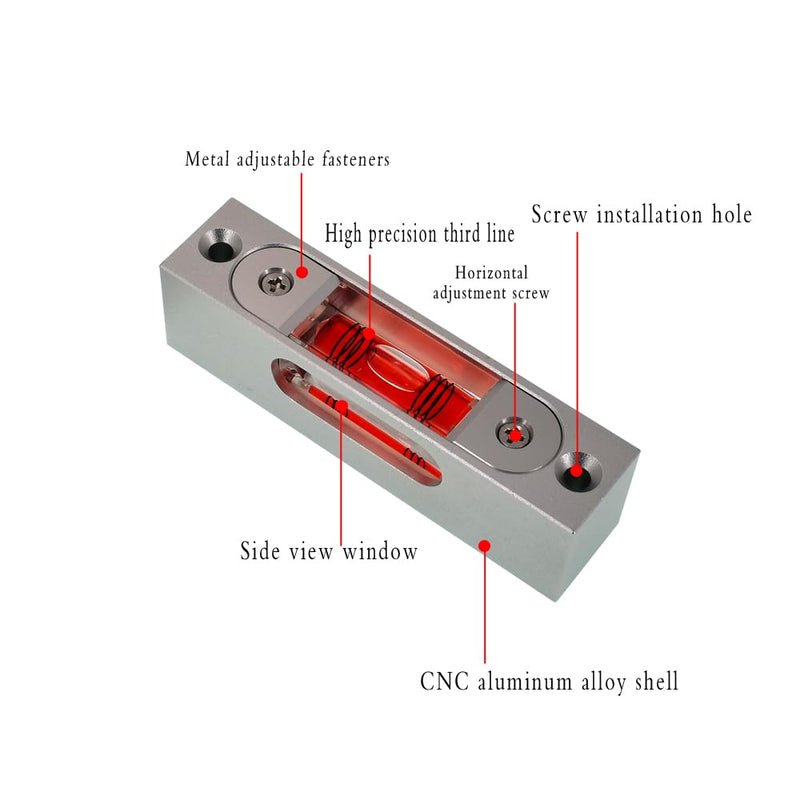 [Australia - AusPower] - Bar type high-precision level, high-precision aluminum alloy metal adjustable level, bubble square bar type luminous magnetic multi specification ruler (90x21x25mm) 90x21x25mm 