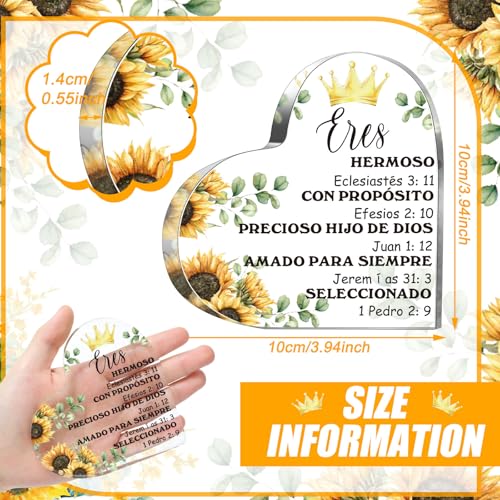Shellwei Spanish Christian Gifts Women Bible Verse Heart Plaque,Elegant Elegant