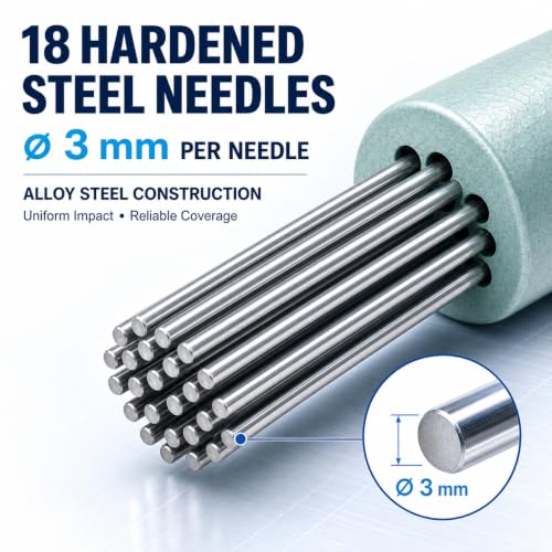 Air Needle Scaler Attachment, With 18Pcs Hardened Steel Needles, Anti Slip SDS Shank Air Hammer Adapter For Metalworks, Rust, Weld & Paint Remover, Concrete/Masonry/Tile Surface Cleaner