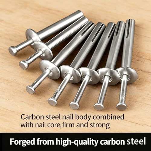 HOKIMEEN 1/4 x 2 inch zinc-plated hammer drive nail anchors for concrete, 50 pack M6*50